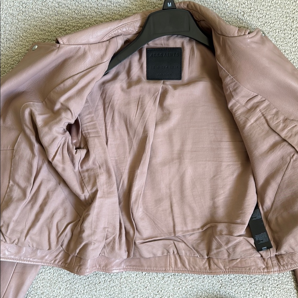 AllSaints -Women's Leather Jacket in Pink - Picture 3 of 4